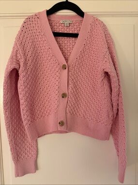 J. Crew Girls | crewcuts Cotton Crochet-Stitch Cardigan in Pink, Sz. L